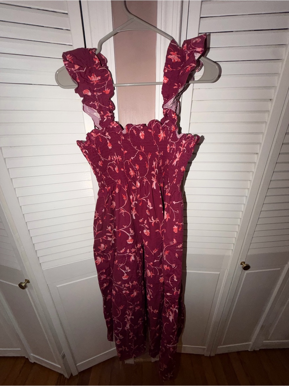 Hill House Floral Square-Neck Midi Dress in Magenta - Picture 6 of 7